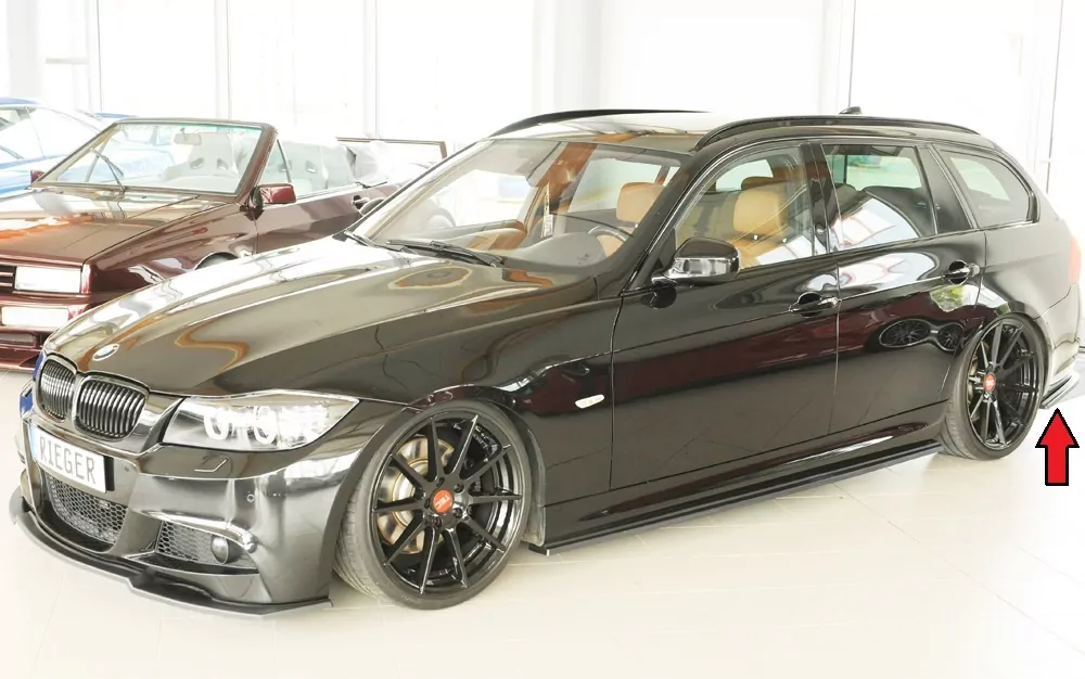Rieger Heckschürzenansatz seitlich links matt schwarz für BMW 3er E91 Touring 09.08- (ab Facelift) LCI