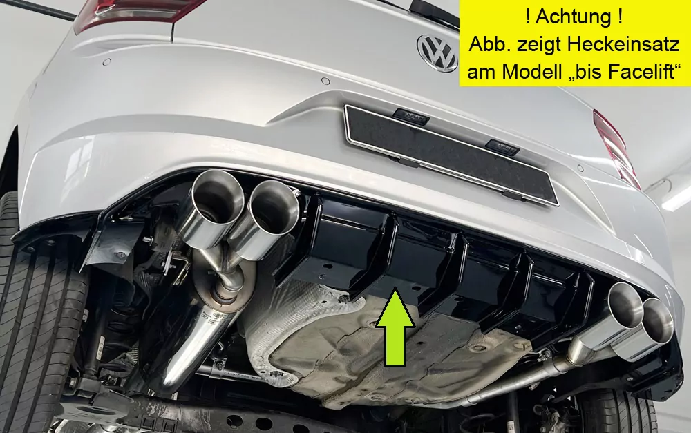Rieger Heckeinsatz glanz schwarz für VW Polo (AW) R-Line 5-tür. 06.21- (ab Facelift)