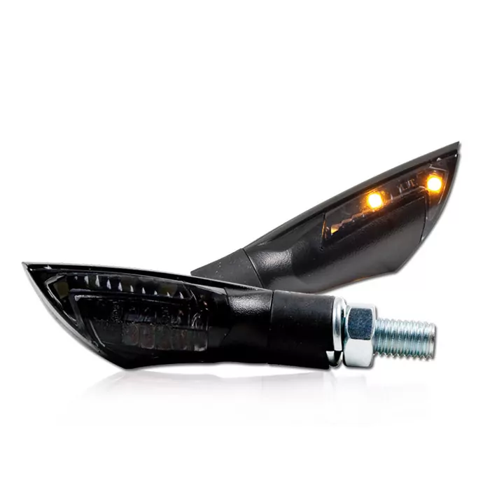 Led-blinker "dual", Schwarz, Blinkfunktion V + H, M8, Paar, L 50 X T 20 X H 18 Mm, Getönt, E-geprüft
