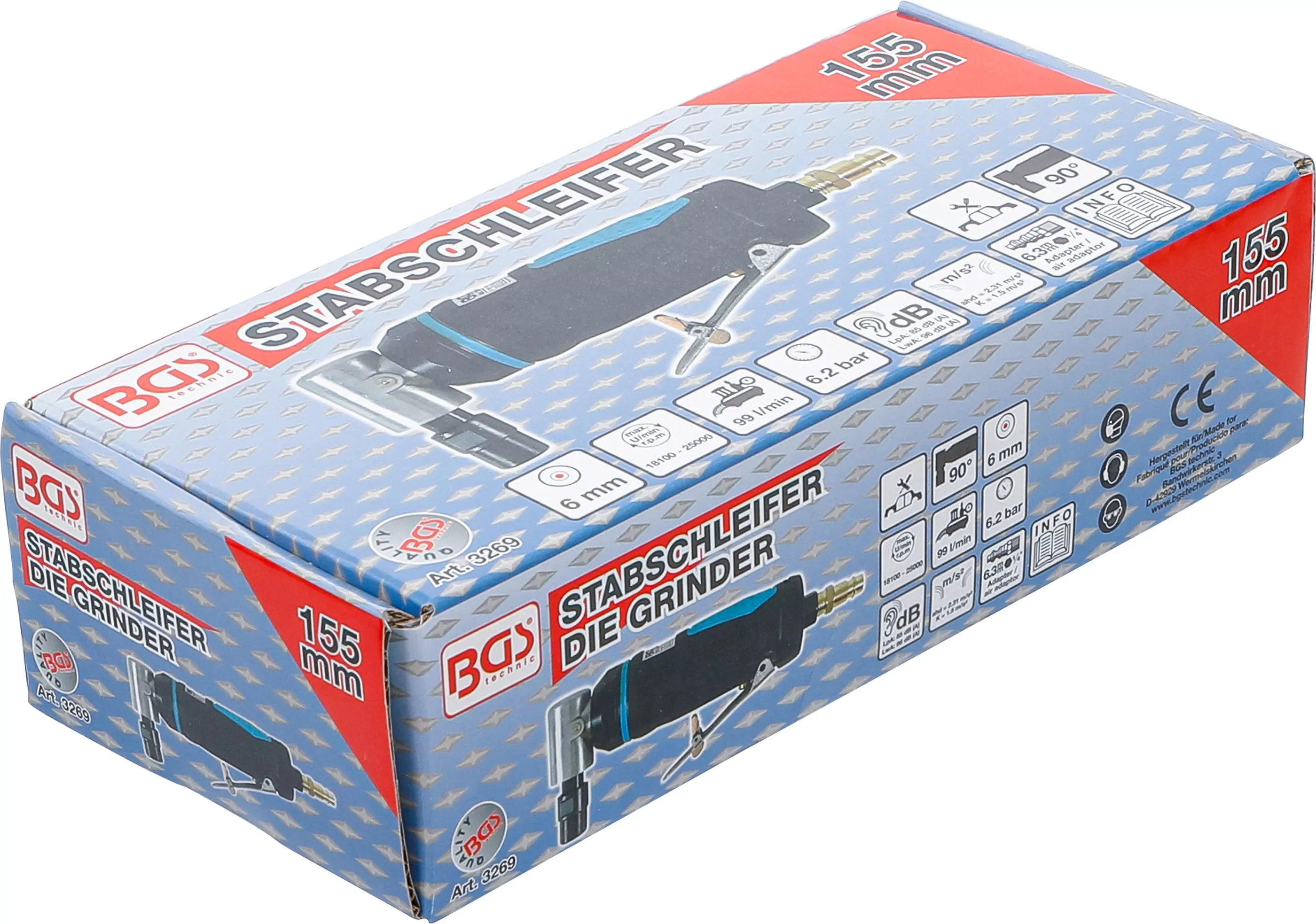 Stabschleifer | 90° abgewinkelt | 155 mm