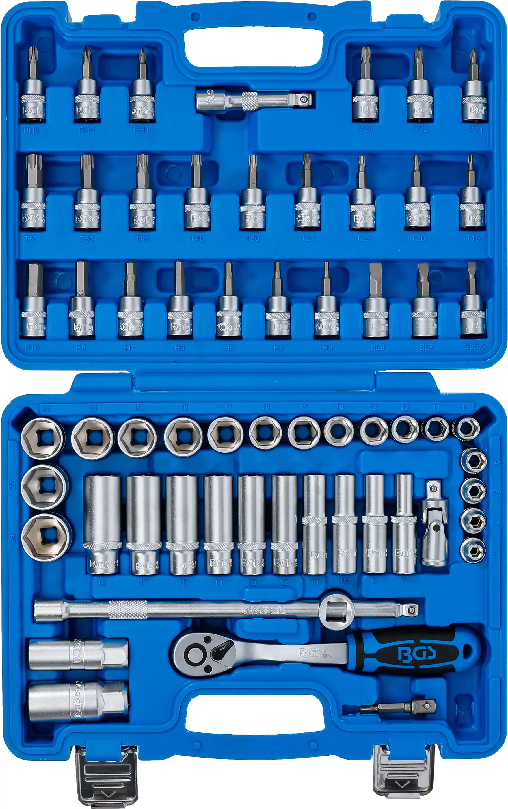 Steckschlüssel-Satz Sechskant | Antrieb 10 mm (3/8") | 61-tlg.