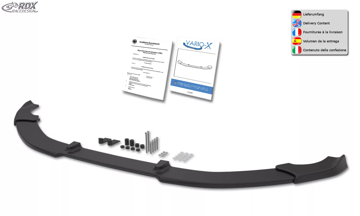 RDX Frontspoiler VARIO-X für BMW 5er M5 F90, G30 Frontlippe Front Ansatz Vorne Spoilerlippe