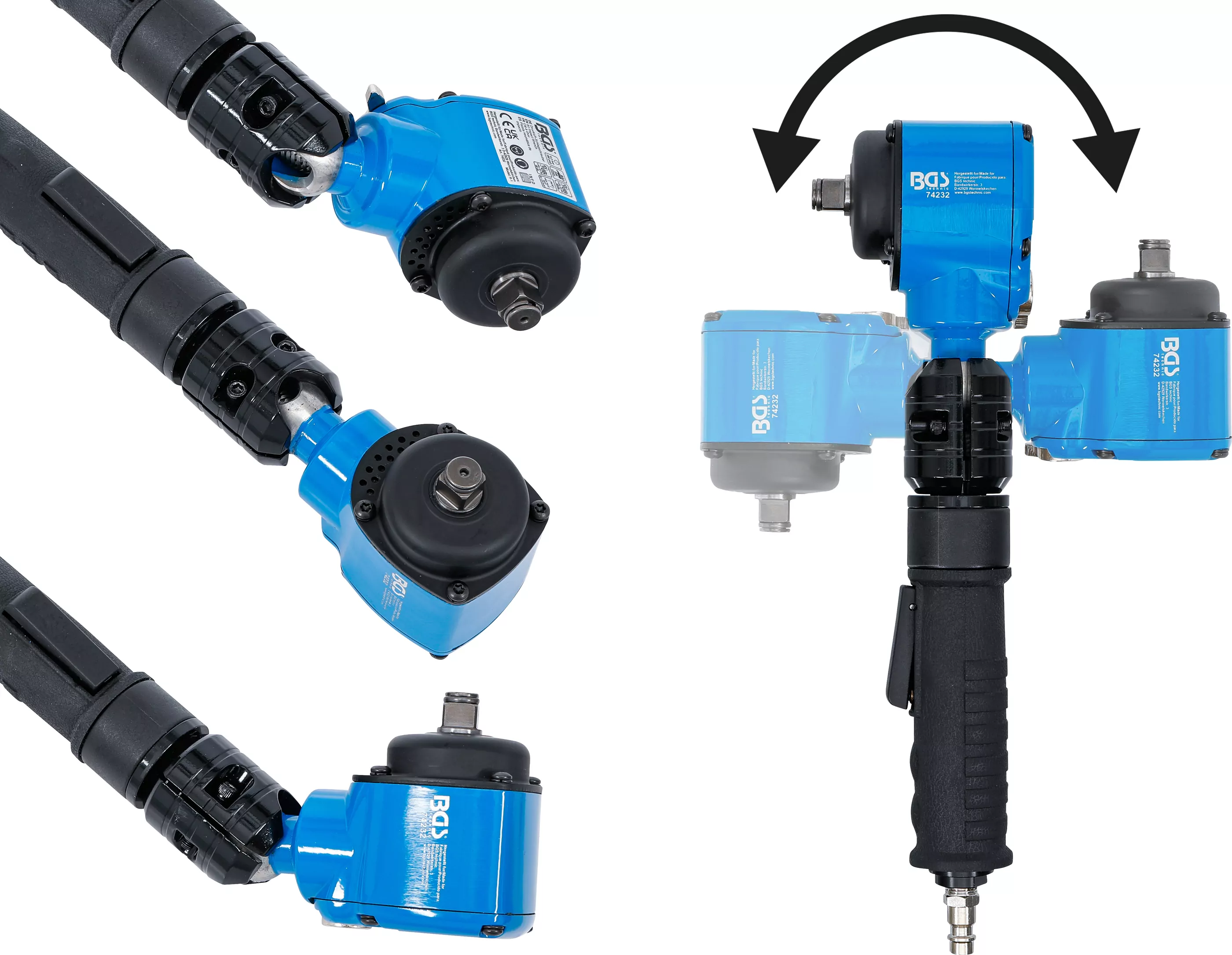 Druckluft-Schlagschrauber | abgewinkelt | mit dreh- und neigbarem Kopf | 12,5 mm (1/2") | 650 Nm