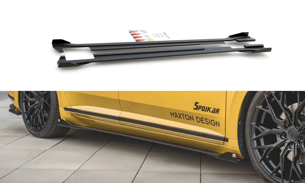 Rennen Haltbarkeit Seitenschweller Ansatz Passend Für + Flaps Volkswagen Arteon R-Line Schwarz Hochglanz