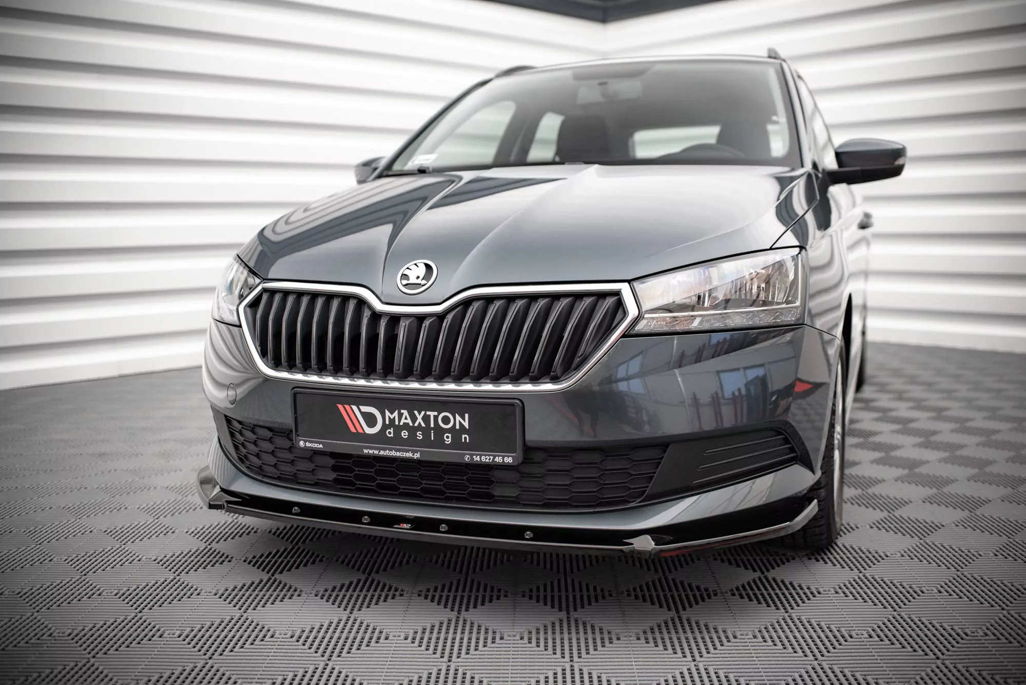 Front Ansatz Für Skoda Fabia Mk3 Facelift Schwarz Hochglanz