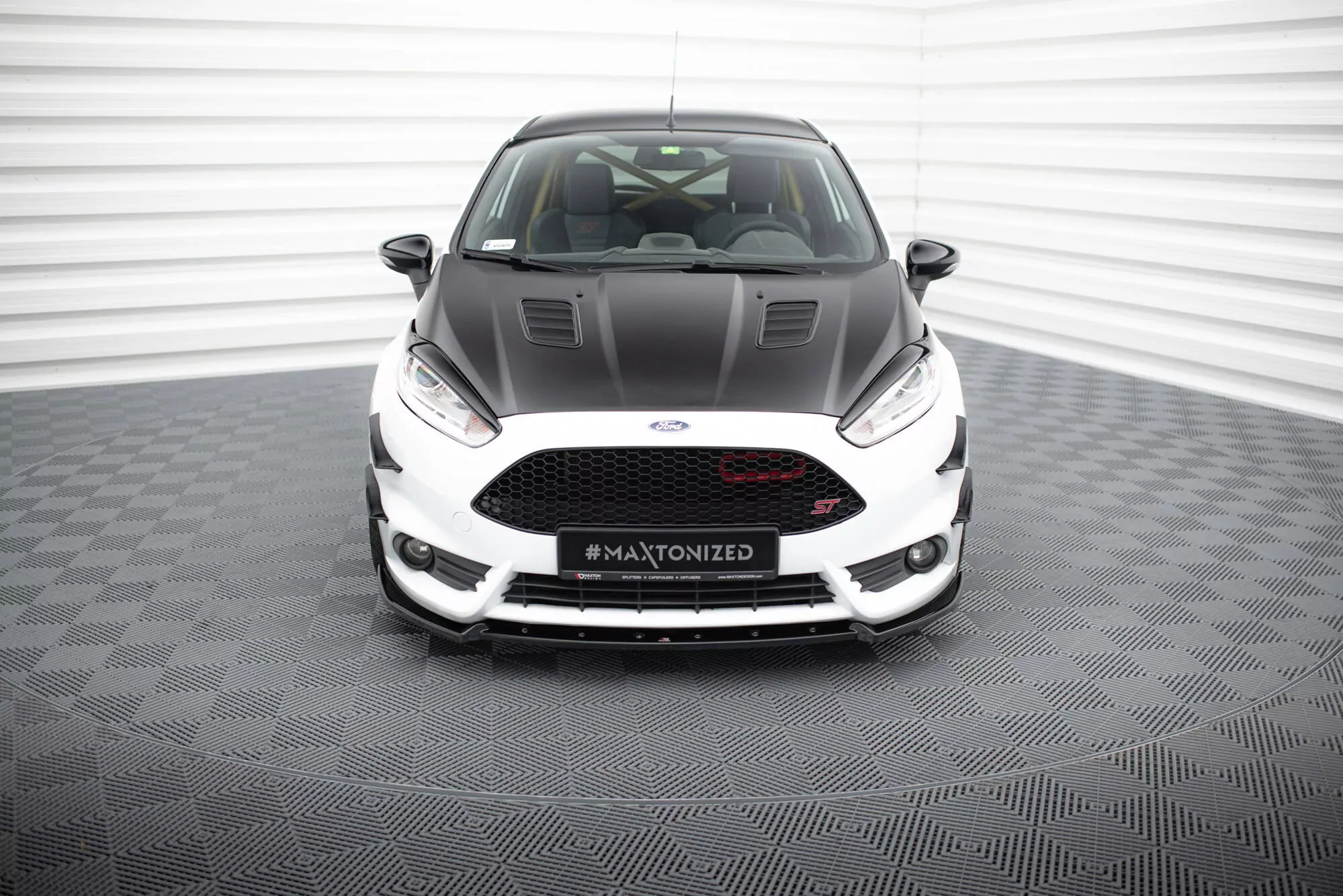 Front Ansatz V.4 Für Ford Fiesta ST Mk7 Facelift Schwarz Hochglanz