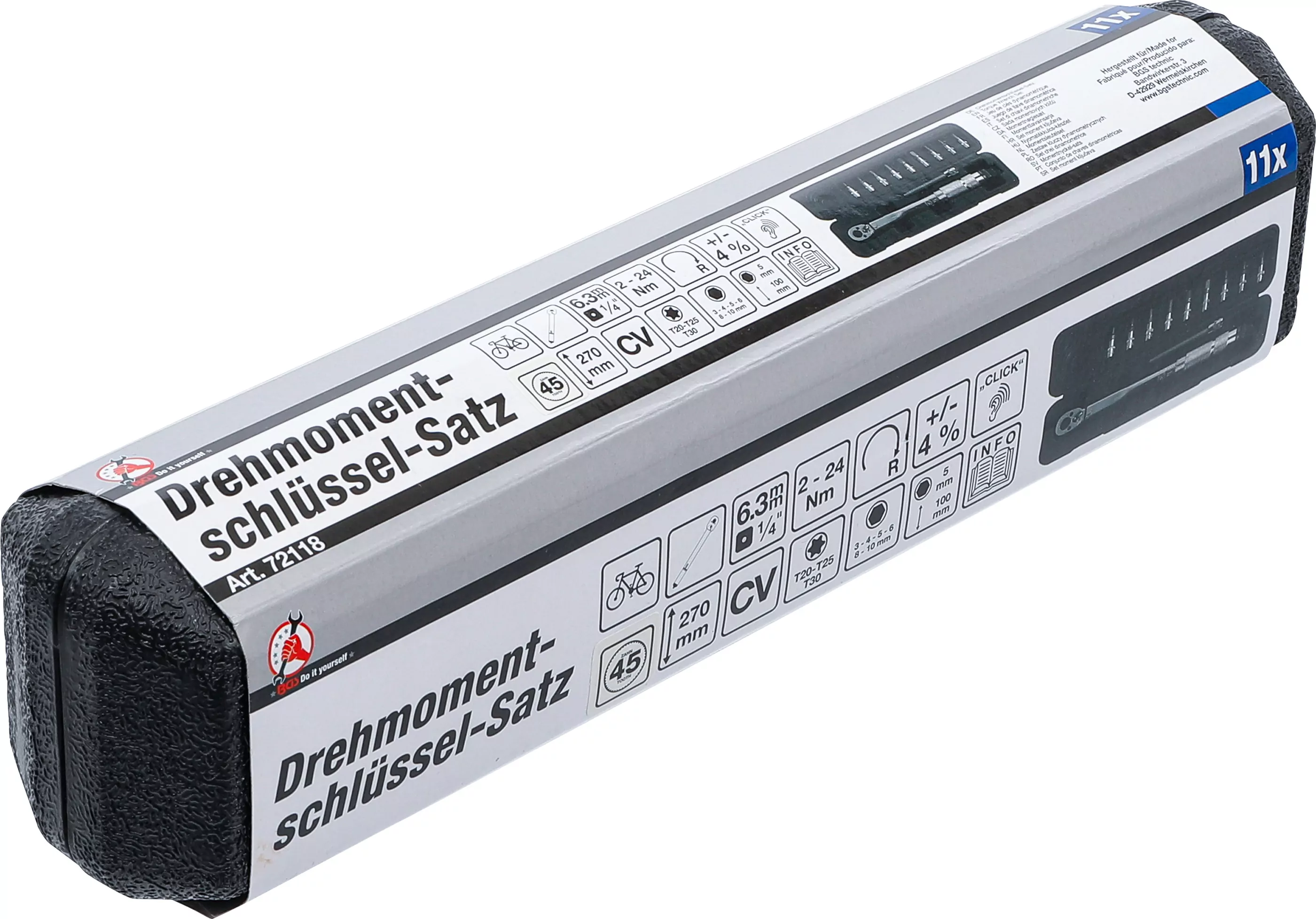 Drehmomentschlüssel-Satz | Abtrieb Außenvierkant 6,3 mm (1/4") | 2 - 24 Nm | 11-tlg.