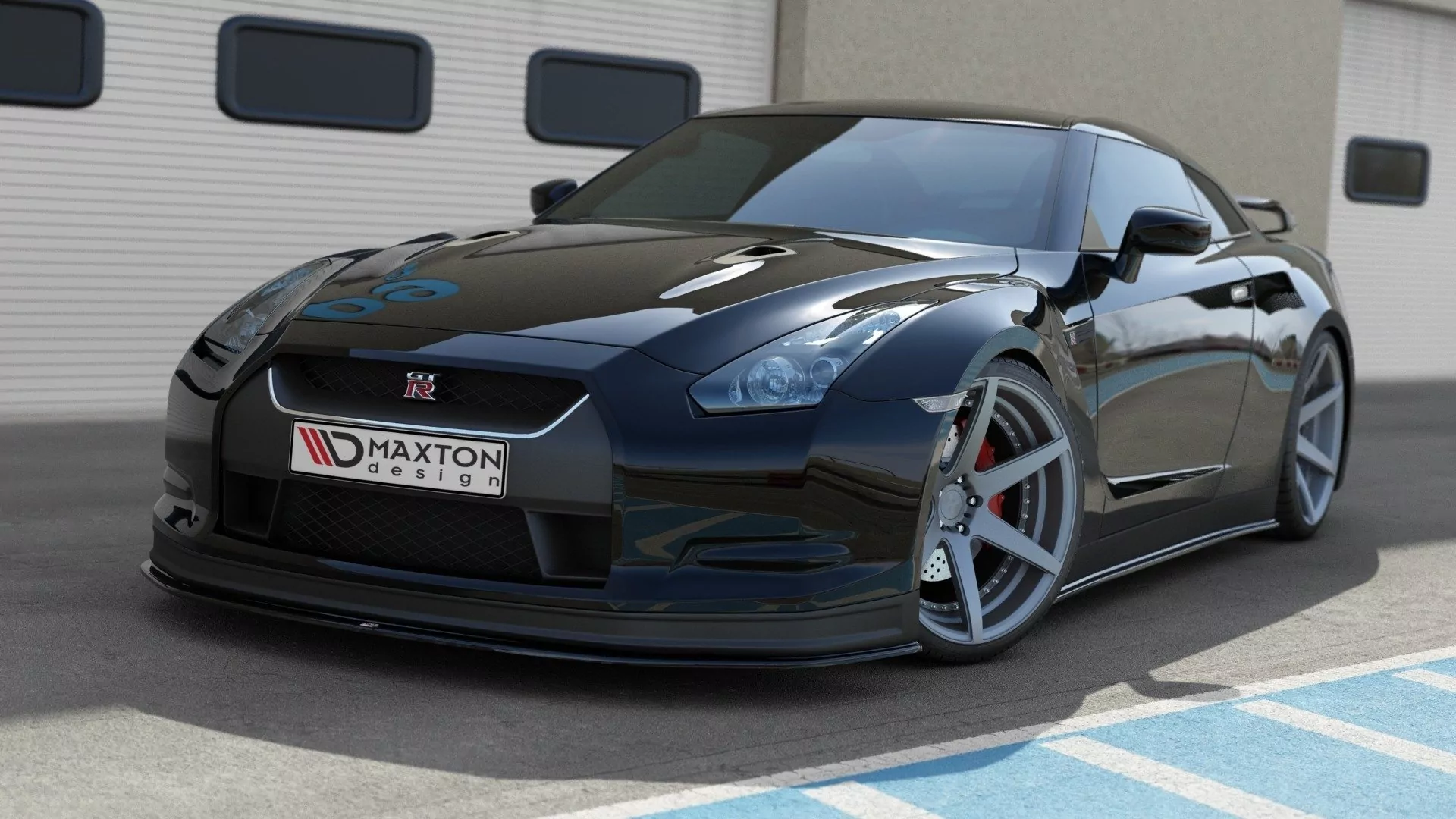 Front Ansatz Passend Für V.2 Passend Für NISSAN GT-R Vor FL R35-SERIE Schwarz Hochglanz Schwarz Hochglanz