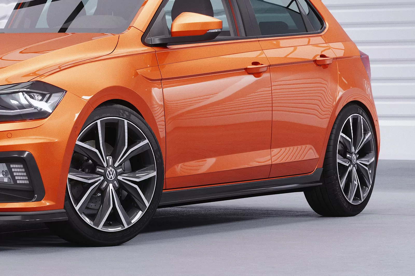 Seitenschweller für VW Polo VI 2G Typ AW SS462 Strukturiert (schwarz matt)