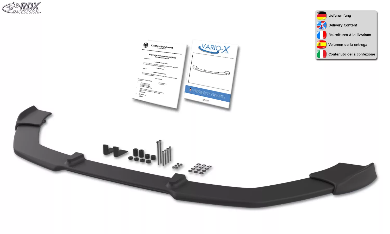 RDX Frontspoiler VARIO-X für MERCEDES CLA C117/W117 2016+ Frontlippe Front Ansatz Vorne Spoilerlippe