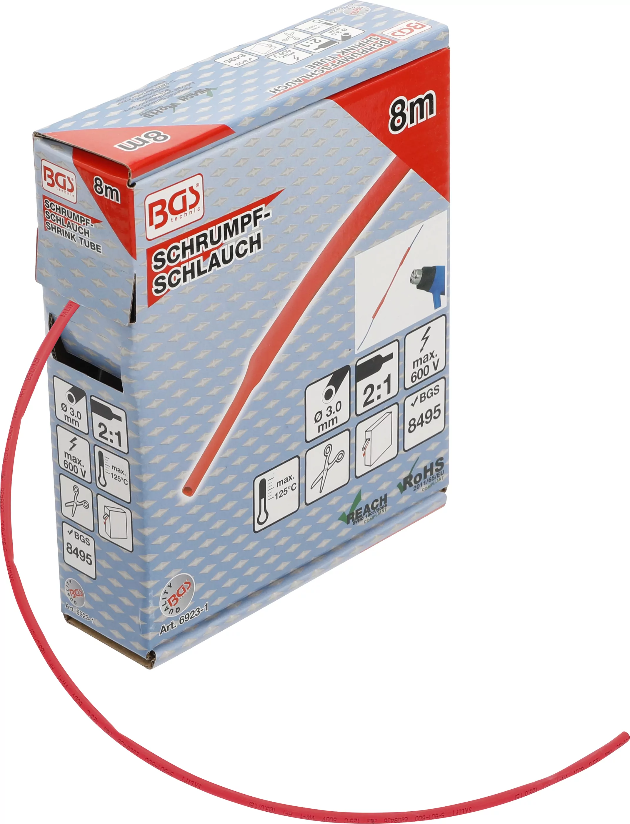 Schrumpfschlauch-Box | rot | Ø 3 mm | 8 m