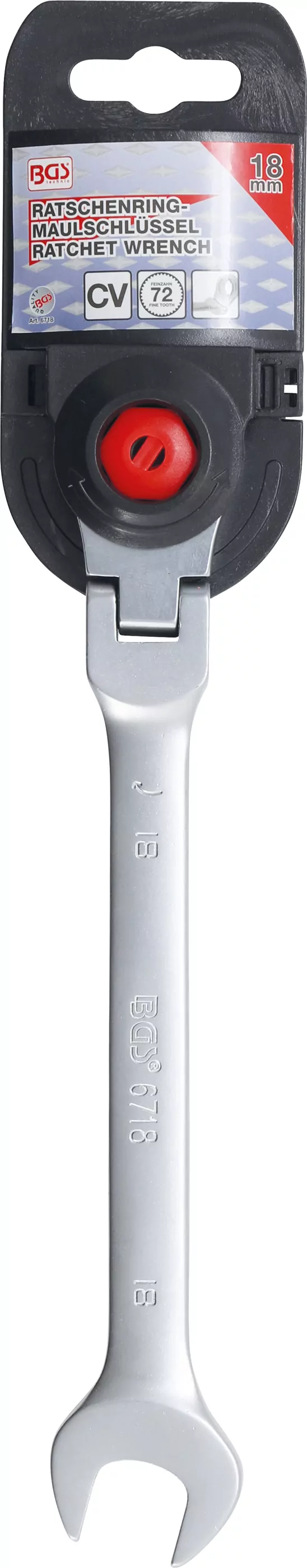 Ratschenring-Maulschlüssel | abwinkelbar | SW 18 mm