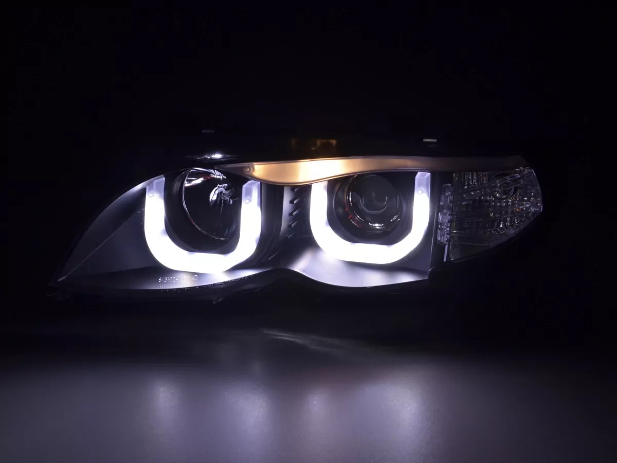 Scheinwerfer Set Angel Eyes BMW 3er E46 Limo/Touring Bj. 02-05 schwarz für Rechtslenker