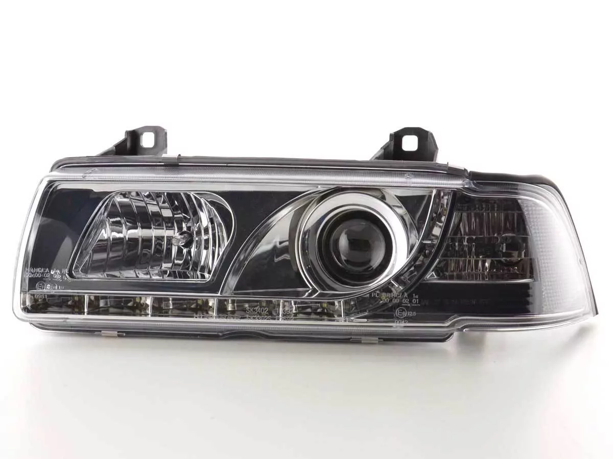 Scheinwerfer Set Daylight LED TFL-Optik BMW 3er Limo Typ E36 Bj. 92-98 chrom