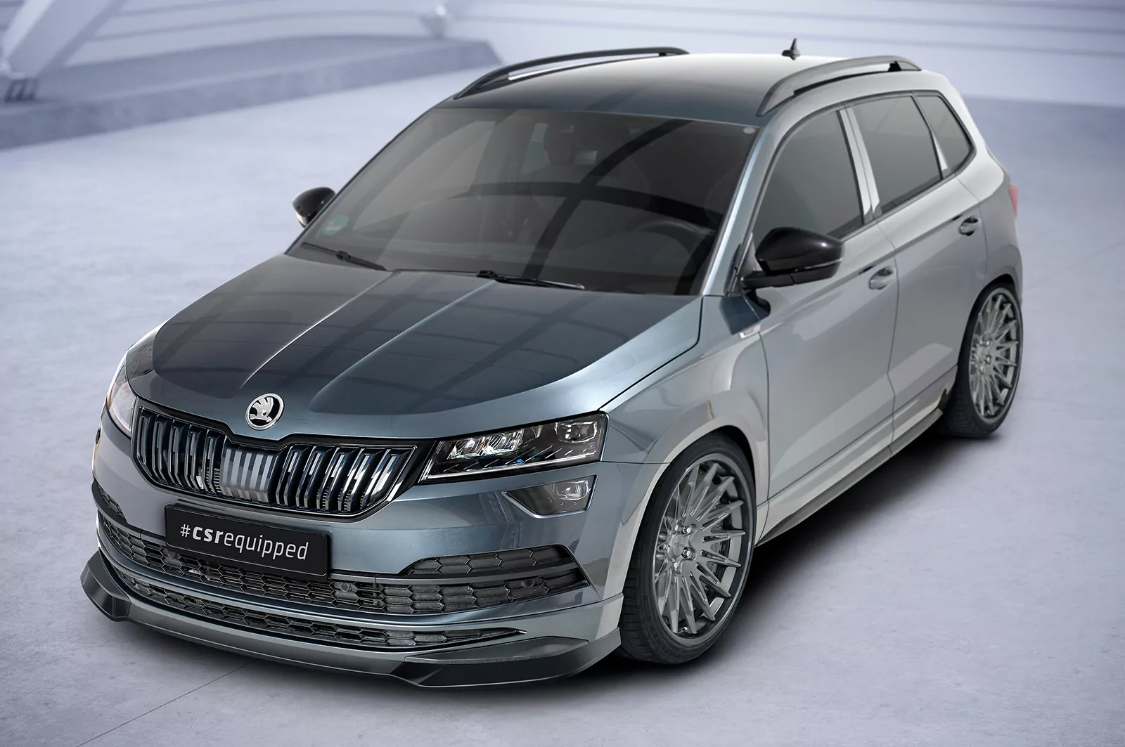 Cup-Spoilerlippe mit ABE für Skoda Karoq SportLine CSL583 Schwarz Strukturiert