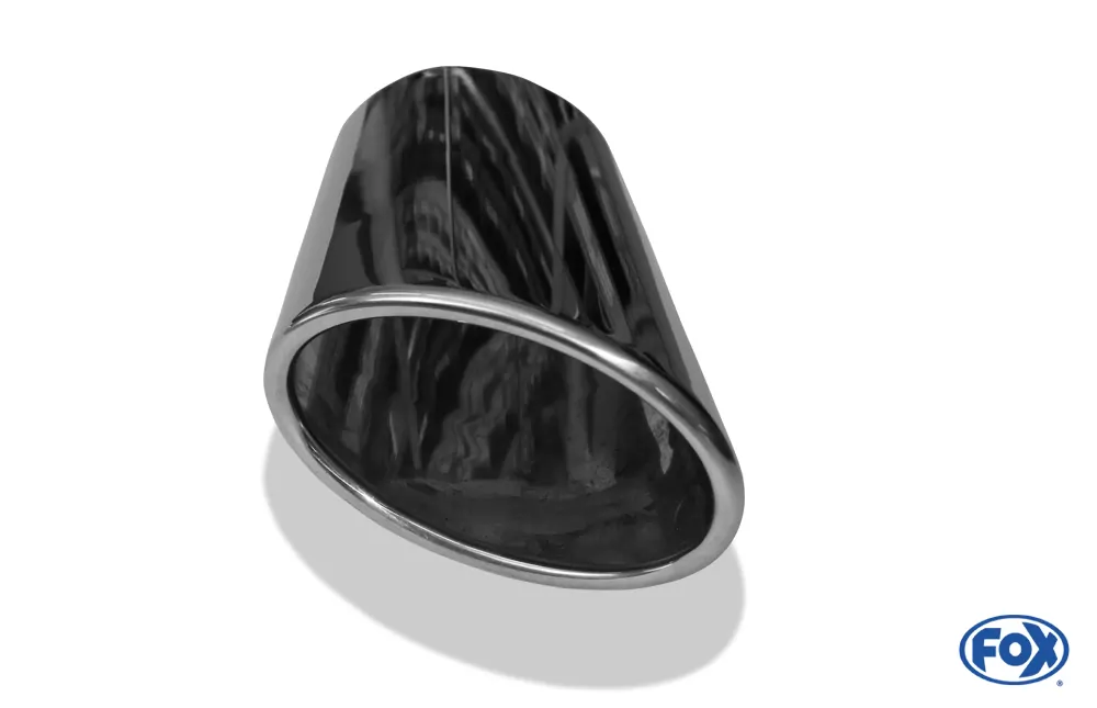 Anschweißendrohr Typ 38 - Links  106x71 mm / Länge: 200 mm - oval  - seitlich nach links abgeschrägt / eingerollt / ohne Absorber