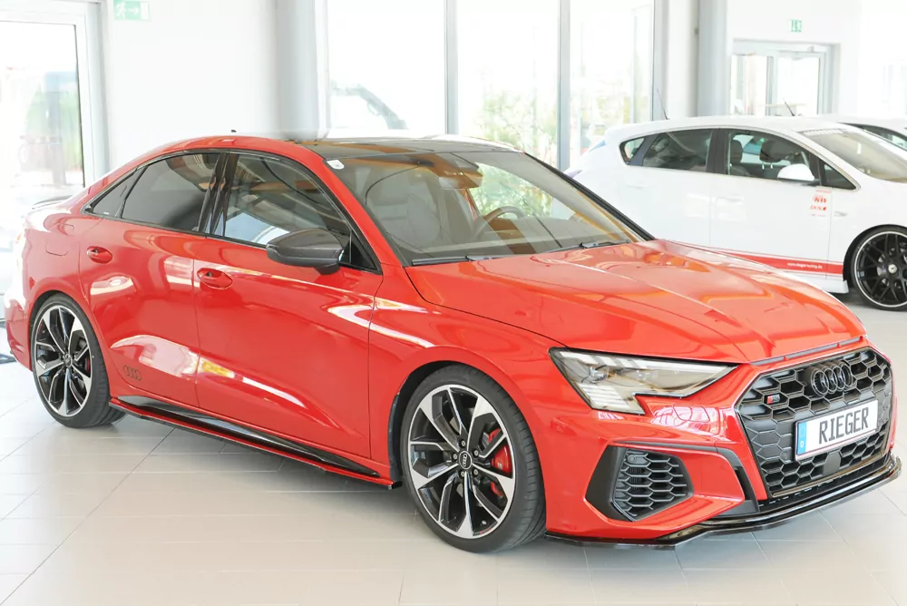 Rieger Seitenschweller rechts ansatz matt schwarz für Audi A3 S3 (GY) 5-tür. (Sportback) 07.20-05.24 (bis Facelift)