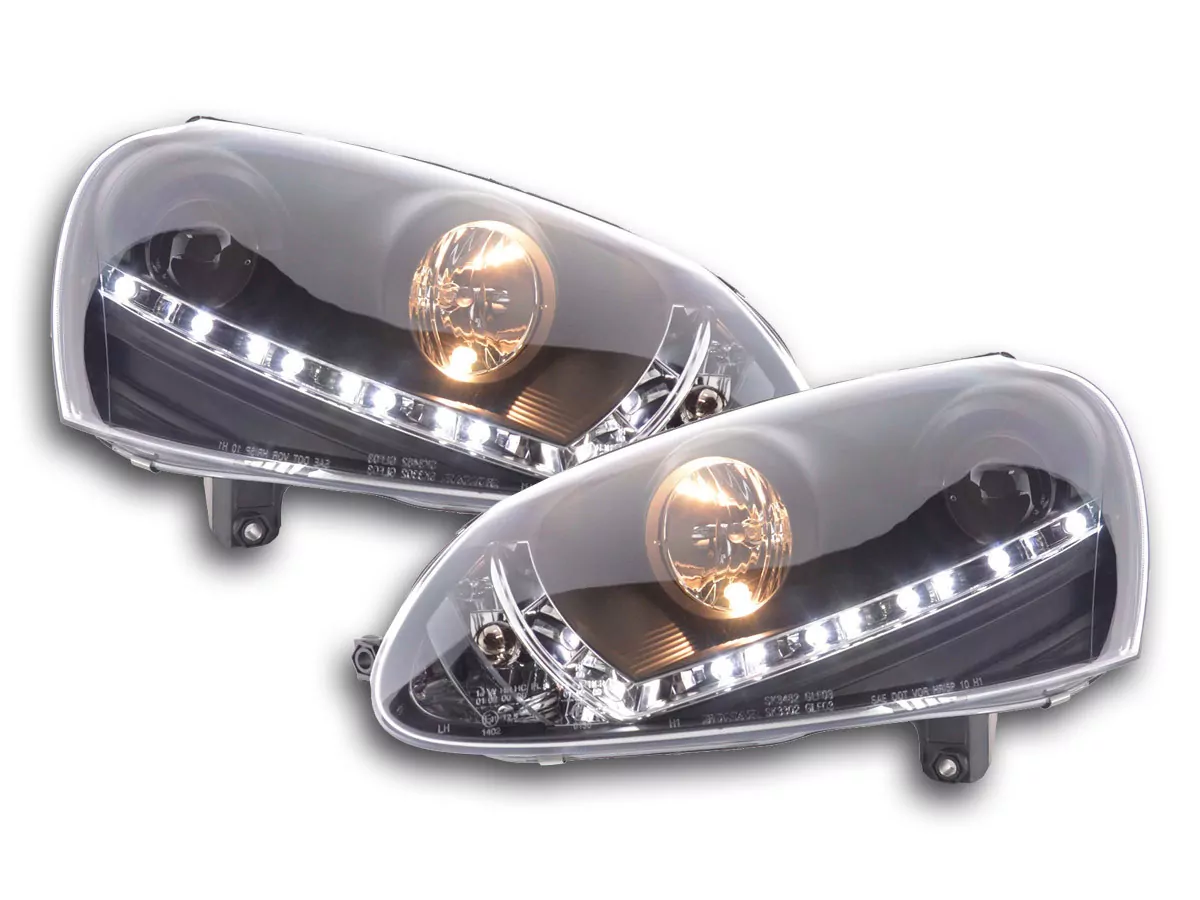 Scheinwerfer Set Daylight LED TFL-Optik VW Golf 5 Typ 1K Bj. 03-08 schwarz