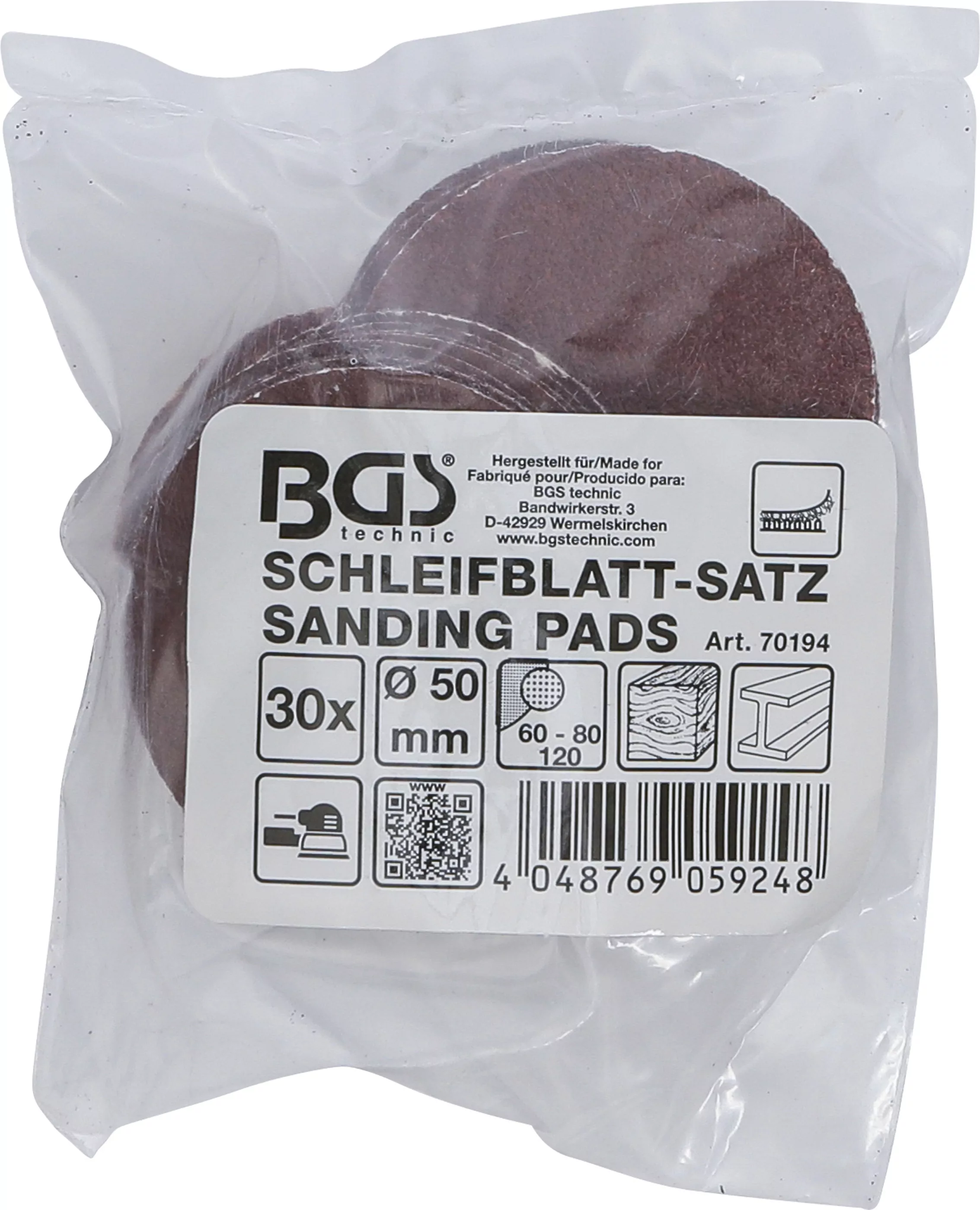Schleifblatt-Satz für Exzenterschleifer | Ø 50 mm | K 60 - 80 - 120 | 30-tlg.