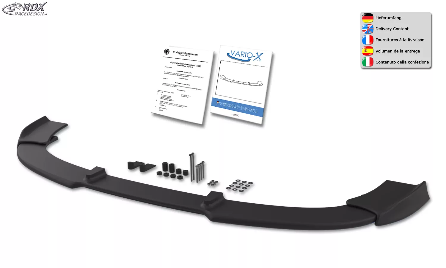 RDX Frontspoiler VARIO-X für RENAULT Megane 3 Coupe / Cabrio / CC (-2012) Frontlippe Front Ansatz Vorne Spoilerlippe