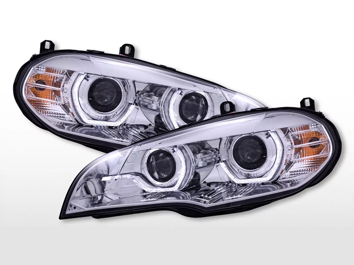 Halogen Scheinwerfer Set mit LED Standlicht BMW X5 E70  2008-2010 chrom