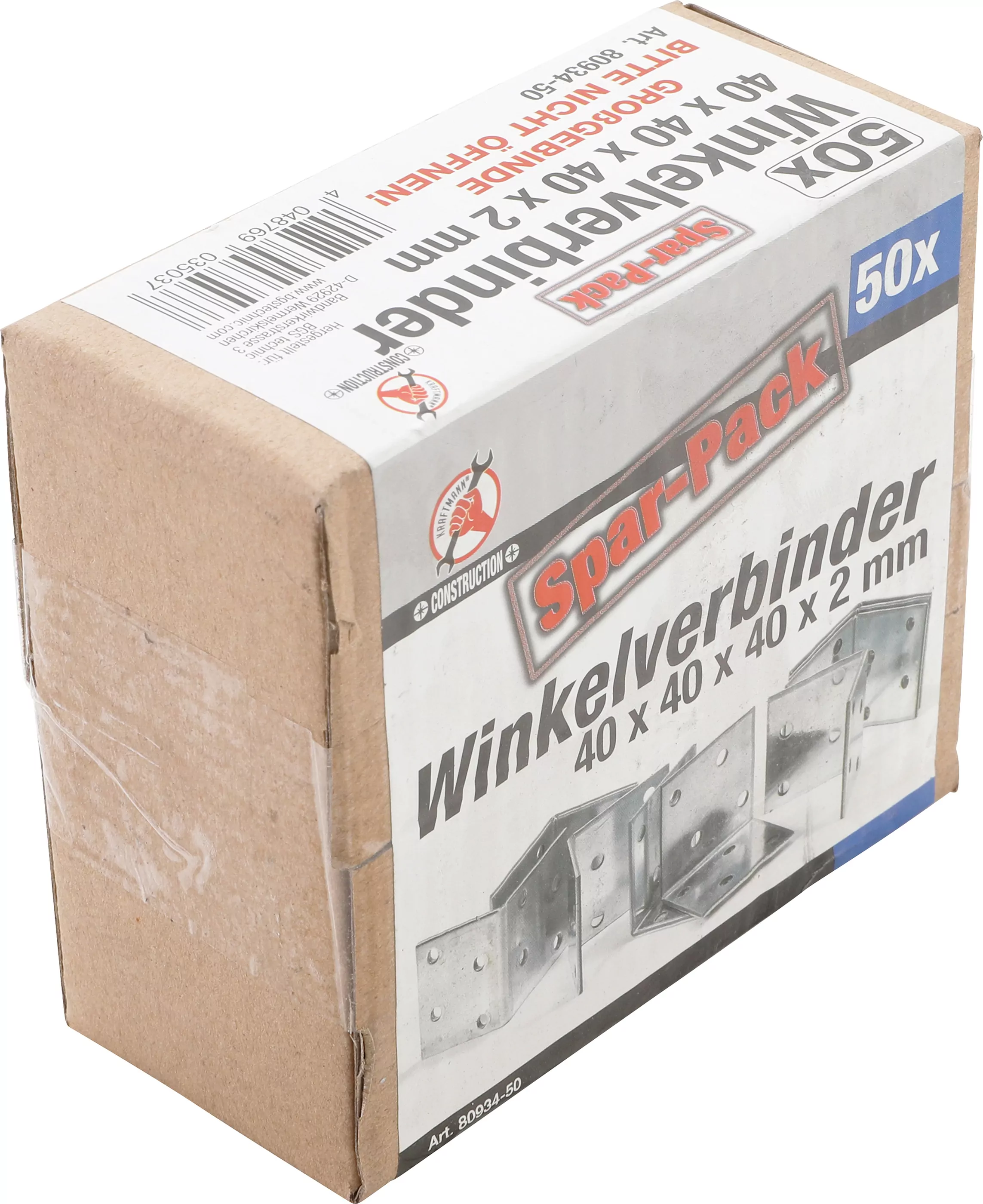 Winkelverbinder | 40 x 40 x 40 x 2 mm | Spar-Pack | 50 Stück