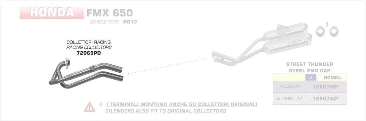 72069PD-Arrow Krümmer Honda FMX 650 05-08