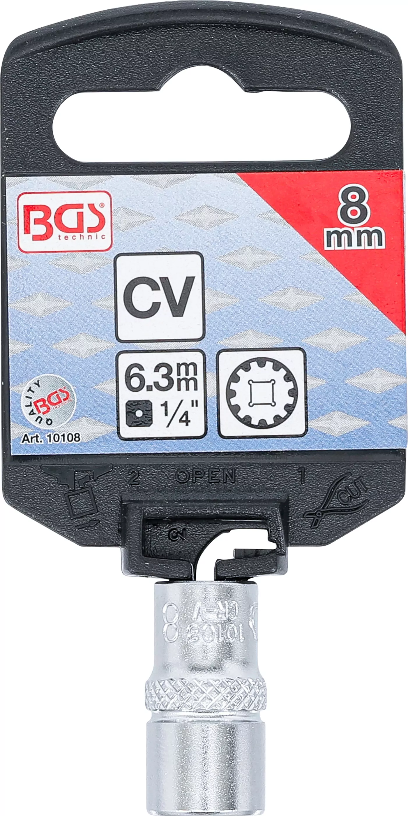 Steckschlüssel-Einsatz Gear Lock | Antrieb Innenvierkant 6,3 mm (1/4") | SW 8 mm