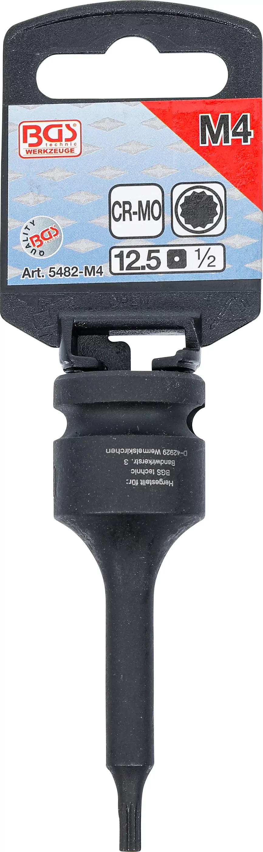 Kraft-Bit-Einsatz | Länge 75 mm | Antrieb Innenvierkant 12,5 mm (1/2") | Innenvielzahn (für XZN) M4