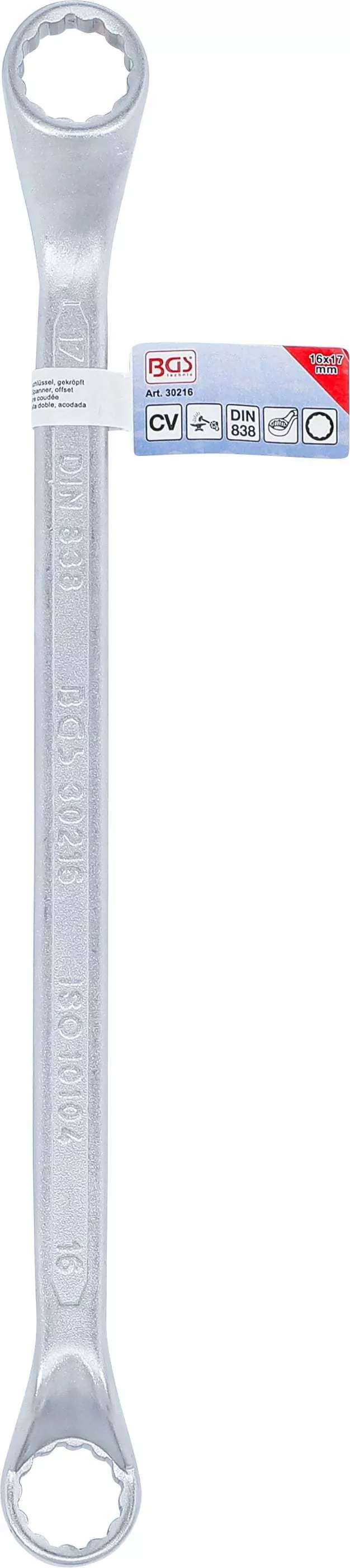 Doppel-Ringschlüssel | tief gekröpft | SW 16 x 17 mm