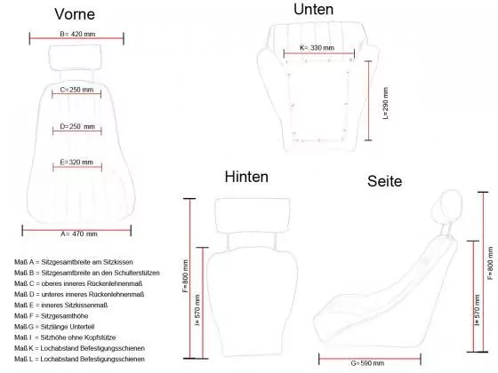 FK Oldtimersitze Auto Vollschalensitze Set Montgomery im Retro-Look schwarz/weiß