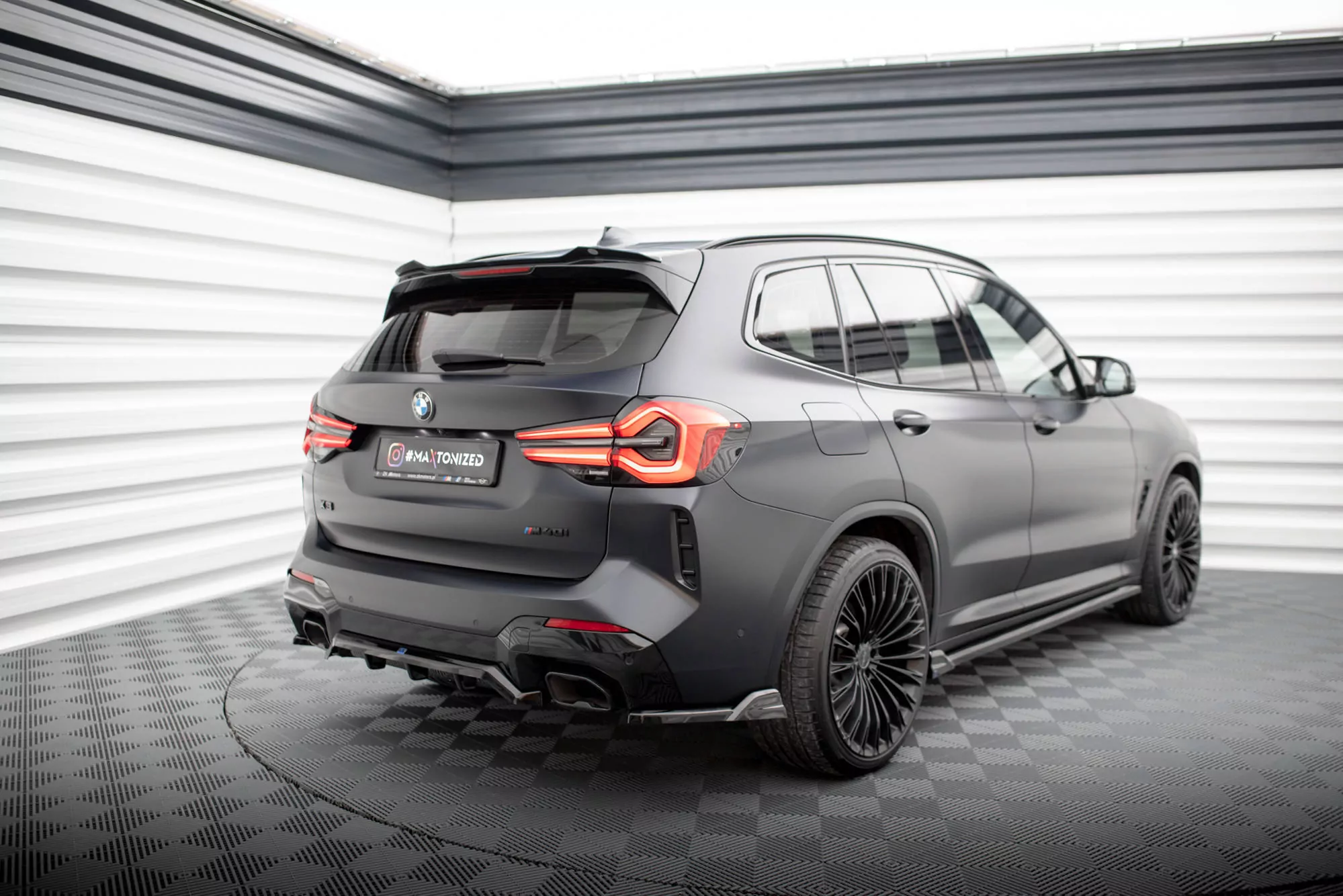Heck Ansatz Flaps Diffusor Für BMW X3 M-Paket G01 Facelift Schwarz Hochglanz