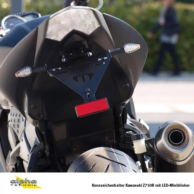 alpha Technik Kennzeichenhalter für Kawasaki Z750,Z1000,ZR750L,ZRT0; Typ ZR750L; Modelljahr 2007-