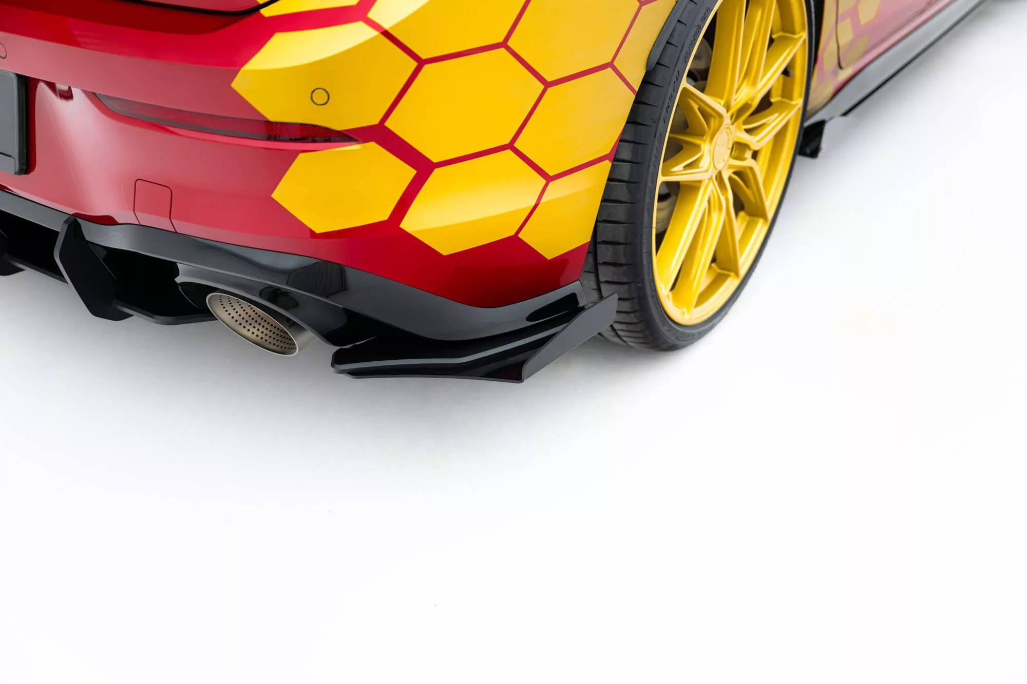 Street Pro Heck Ansatz Flaps Diffusor +Flaps Für Ford Volkswagen Golf GTI Clubsport Mk8 Facelift Schwarz Hochglanz