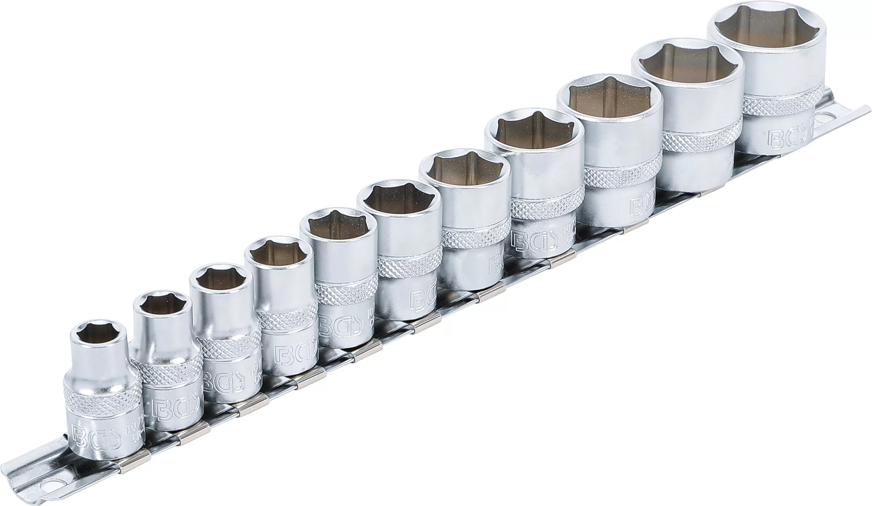 Steckschlüssel-Einsatz-Satz, Sechskant | Antrieb Innenvierkant 10 mm (3/8") | SW 5/16" - 7/8" | 11-tlg.