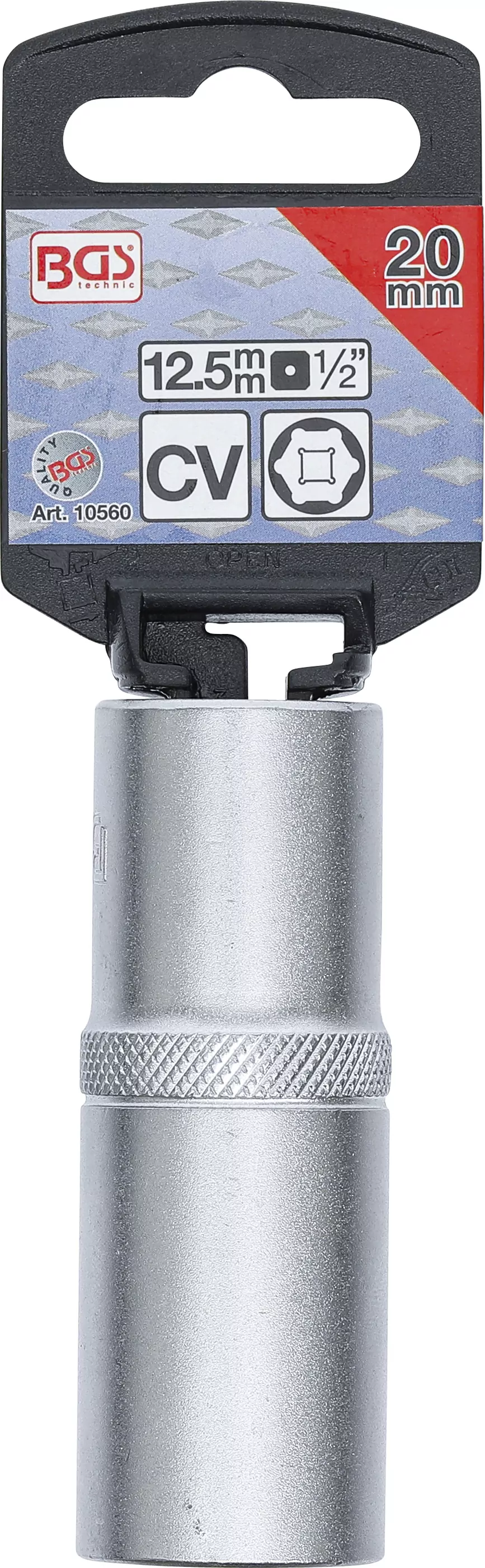 Steckschlüssel-Einsatz Sechskant, tief | Antrieb Innenvierkant 12,5 mm (1/2") | SW 20 mm