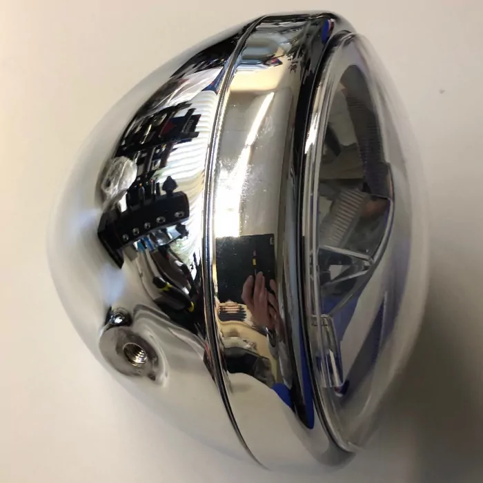 LED-Scheinwerfer "Vigor" 7" | klar | chrom M8 seitlich | Klarglas | E-geprüft