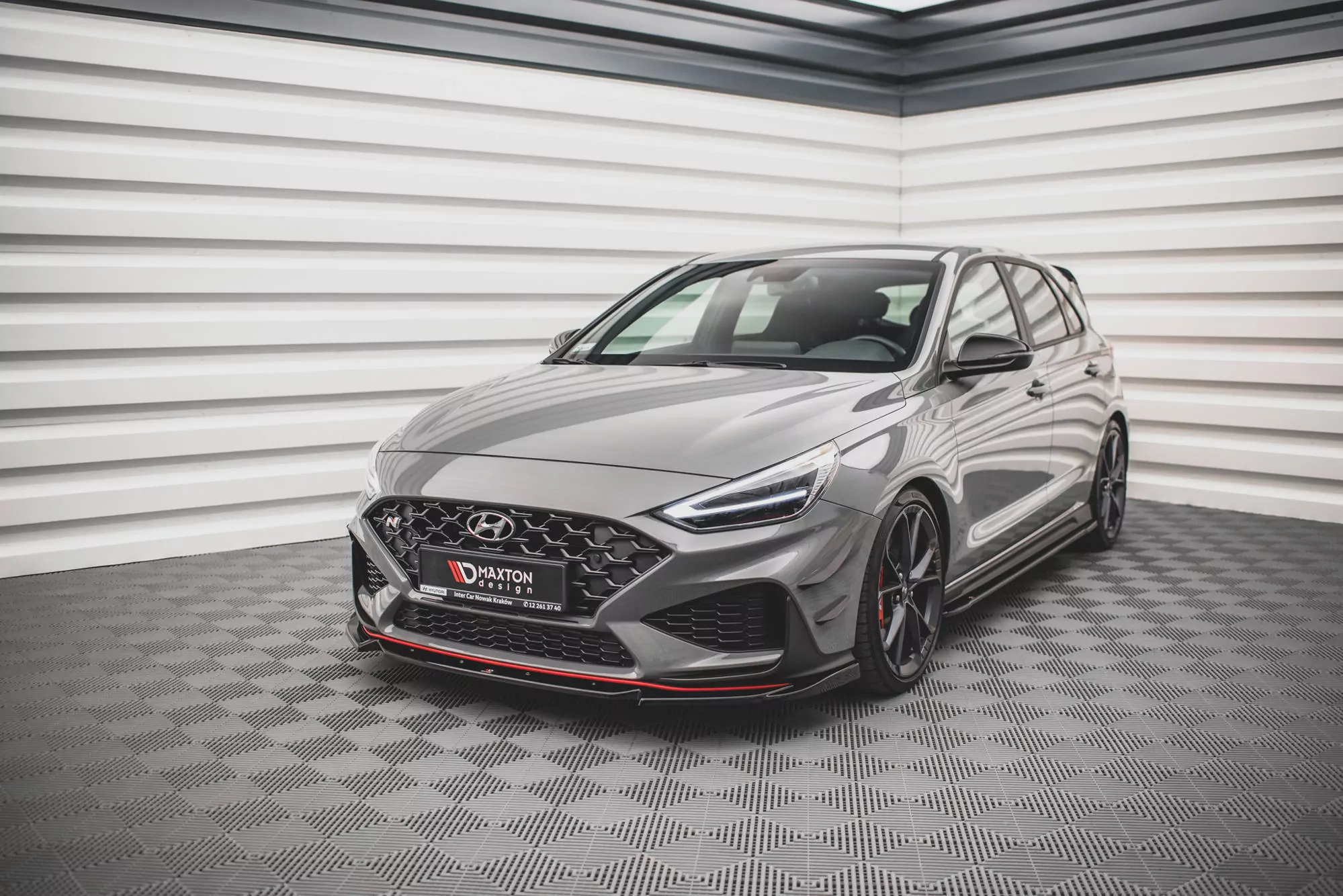 Front Ansatz V.2 Für Hyundai I30 N / I30 N-Line Hatchback/Fastback Mk3 Facelift Schwarz Hochglanz