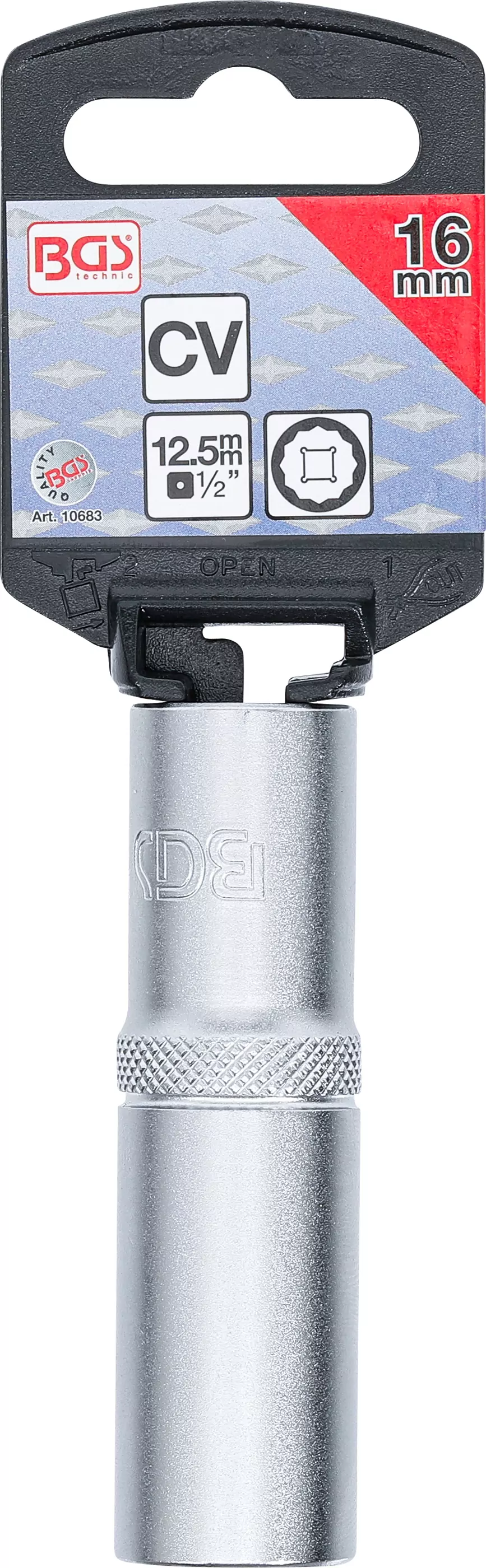 Steckschlüssel-Einsatz Zwölfkant, tief | Antrieb Innenvierkant 12,5 mm (1/2") | SW 16 mm