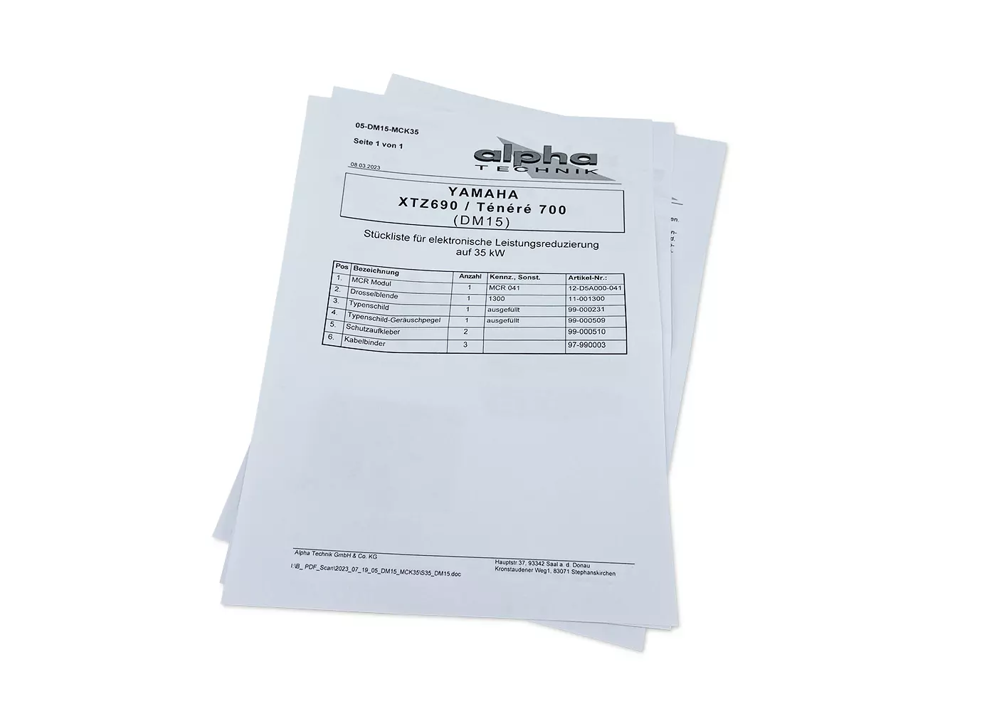 Drosselkit 35 kW für Yamaha Tenere 700 Typ DM15 ab Modelljahr 2023-