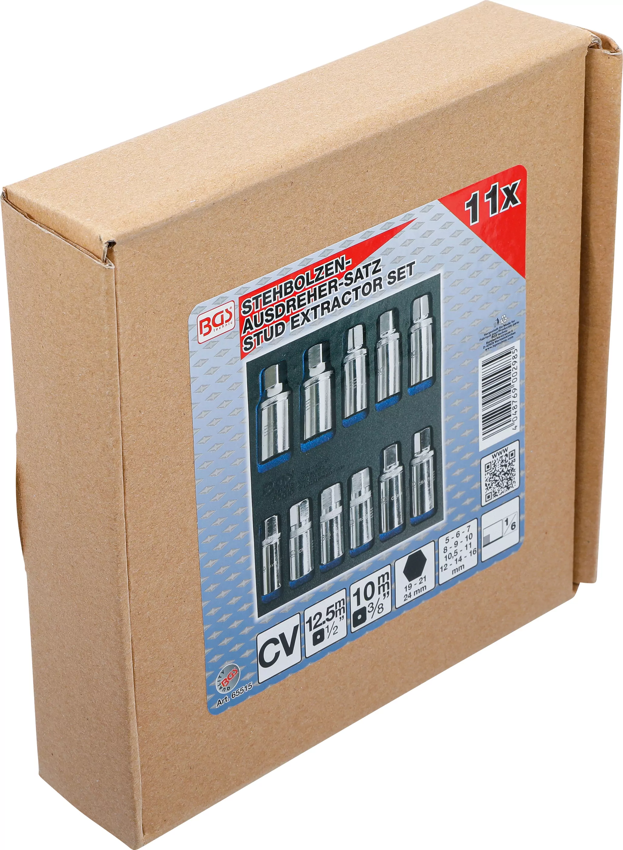 Werkstattwageneinlage 1/6: Stehbolzen-Ausdreher-Satz | 5 - 16 mm | 11-tlg.