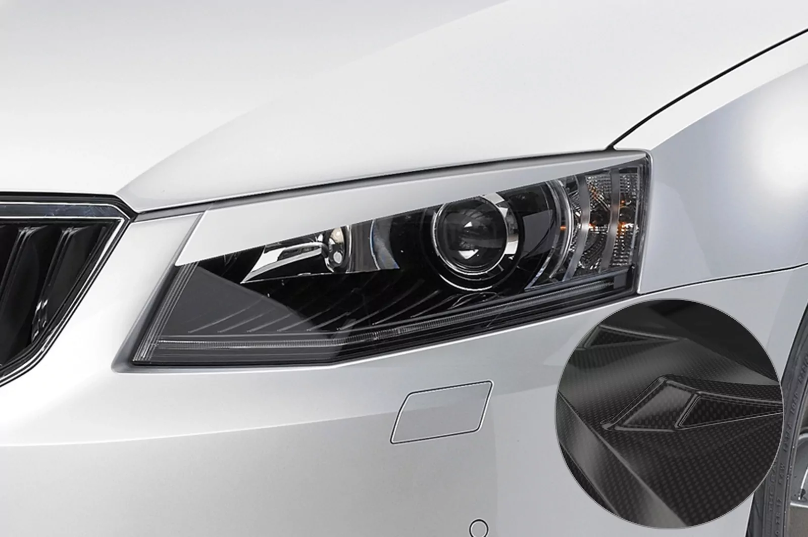 Scheinwerferblenden Carbon Look für Skoda Octavia 3 Typ 5E SB197-C Carbon Look Hochglanz