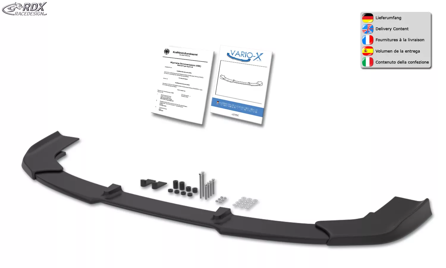 RDX Frontspoiler VARIO-X für RENAULT Trafic III (2014+) / für NISSAN NV300 (2016+) / für OPEL Vivaro B (2014+)