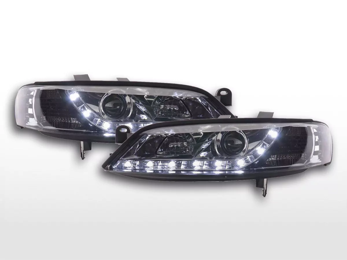 Scheinwerfer Set Daylight LED Tagfahrlicht Opel Vectra B Bj. 99-02 chrom