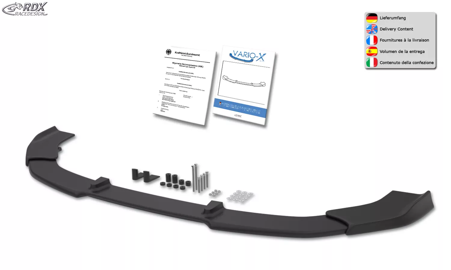 RDX Frontspoiler VARIO-X für VW Caddy SK/SKN (2020+) Frontlippe Front Ansatz Vorne Spoilerlippe