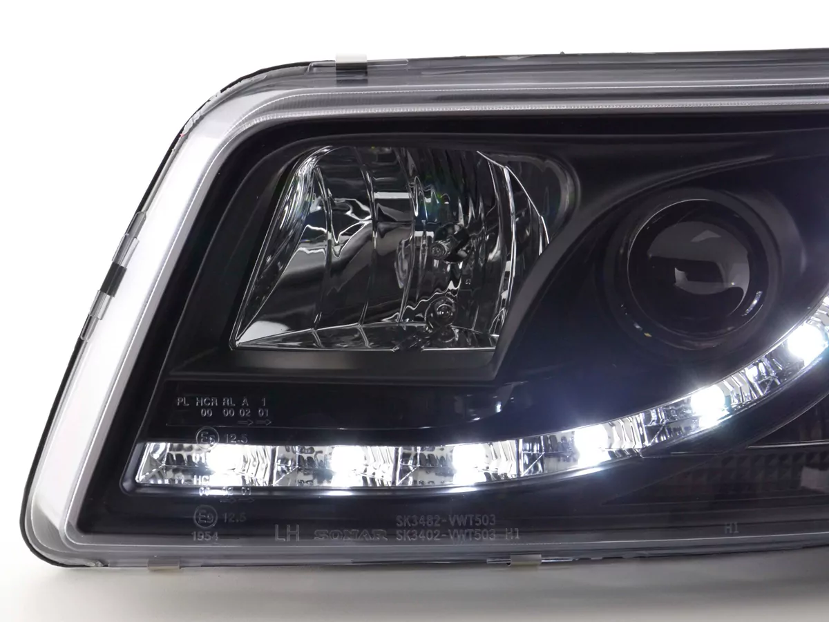 Scheinwerfer Set Daylight LED Tagfahrlicht VW Bus T5 Bj. 03-09 schwarz