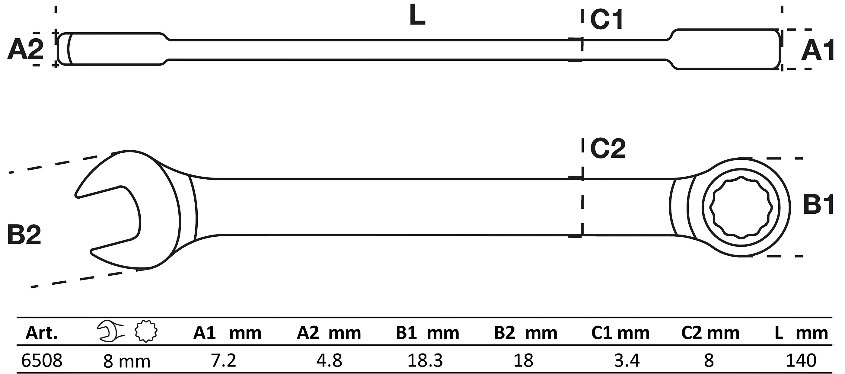 Ratschenring-Maulschlüssel | SW 8 mm