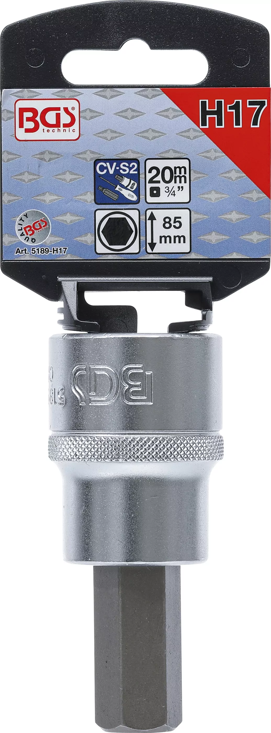 Bit-Einsatz | Antrieb Innenvierkant 20 mm (3/4") | Innensechskant 17 mm