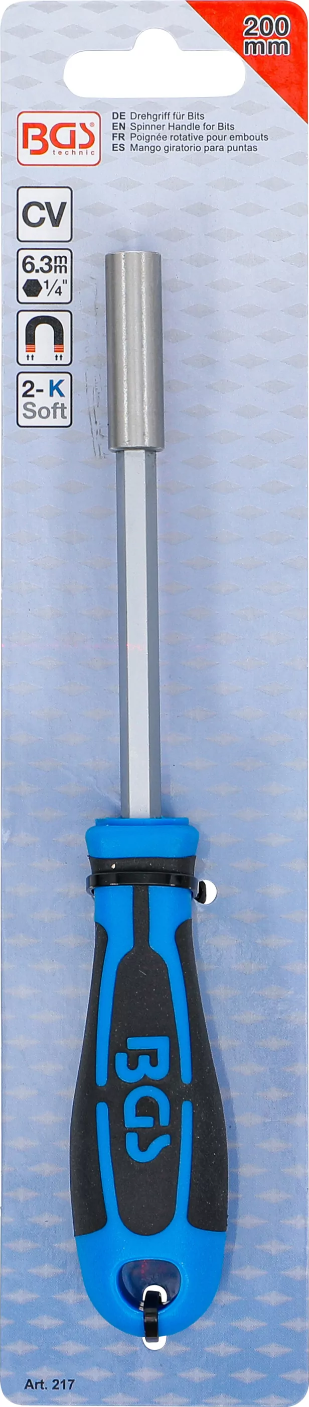 Drehgriff für Bits | Abtrieb Innensechskant 6,3 mm (1/4") | 200 mm