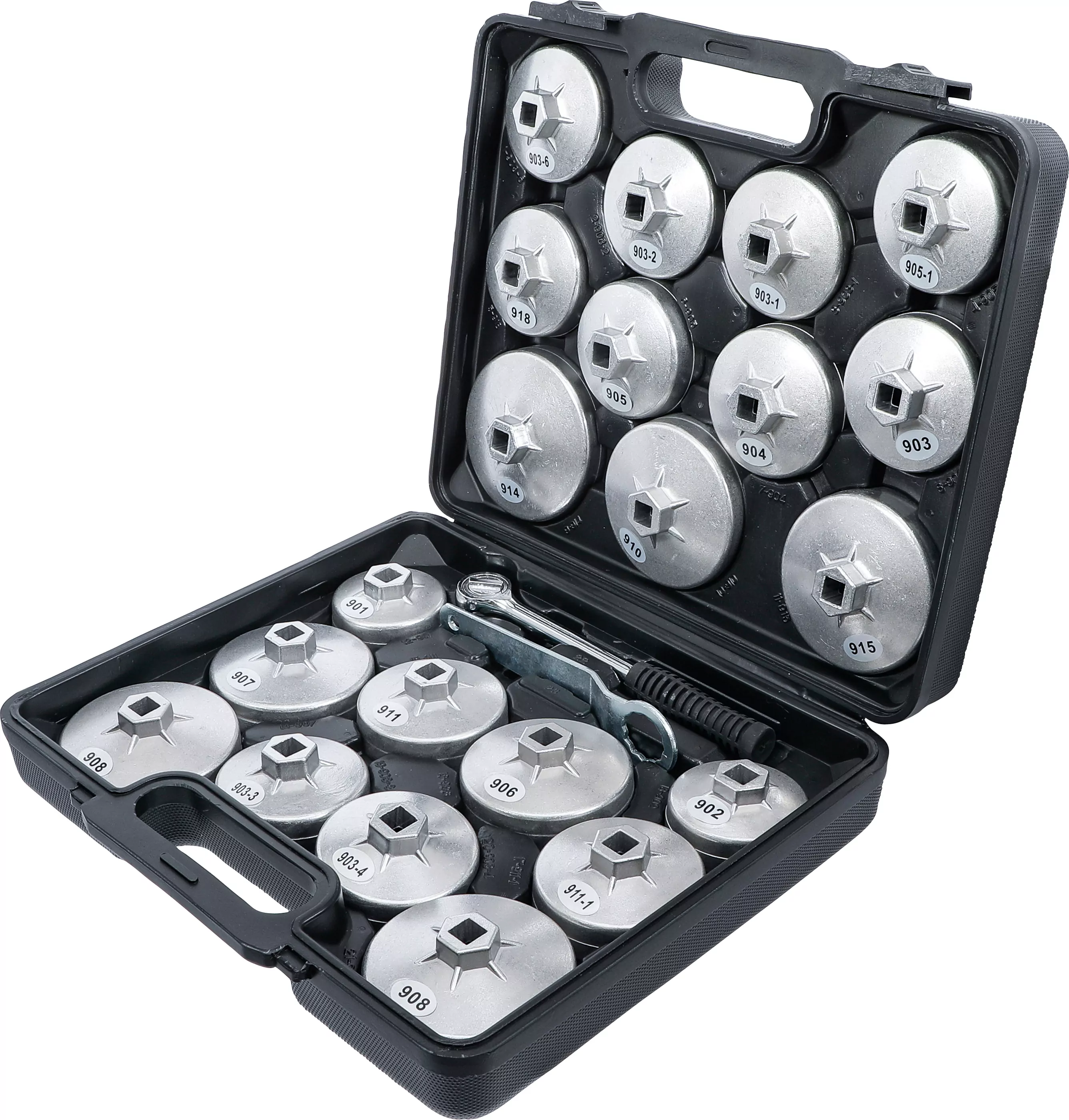 Ölfilterschlüssel-Satz | Aluminium-Druckguss | Antrieb Innenvierkant 12,5 mm (1/2") | 23-tlg.